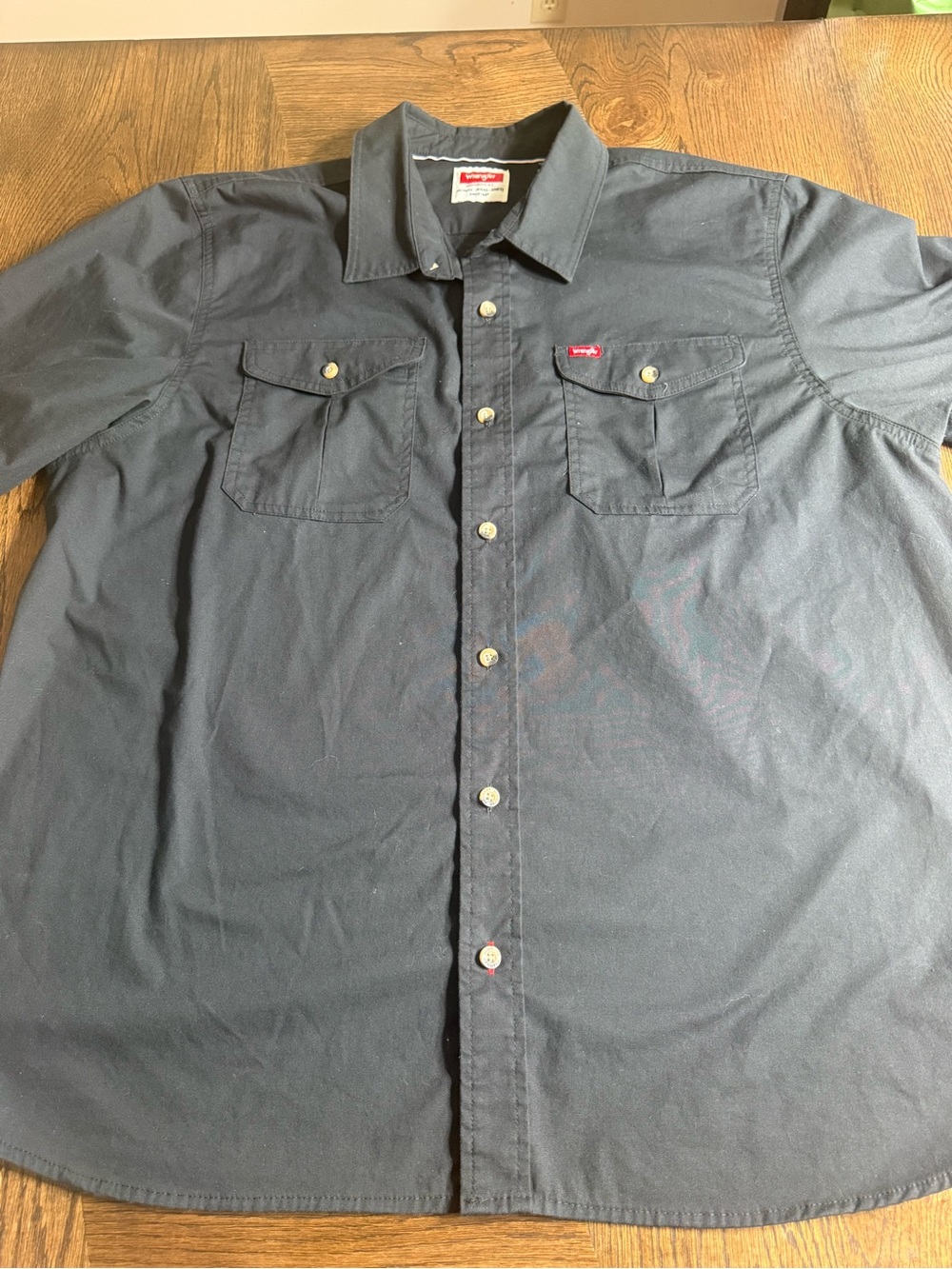 Wrangler Men's black  short -Sleeve Button-Down Work Shirt size 2XL